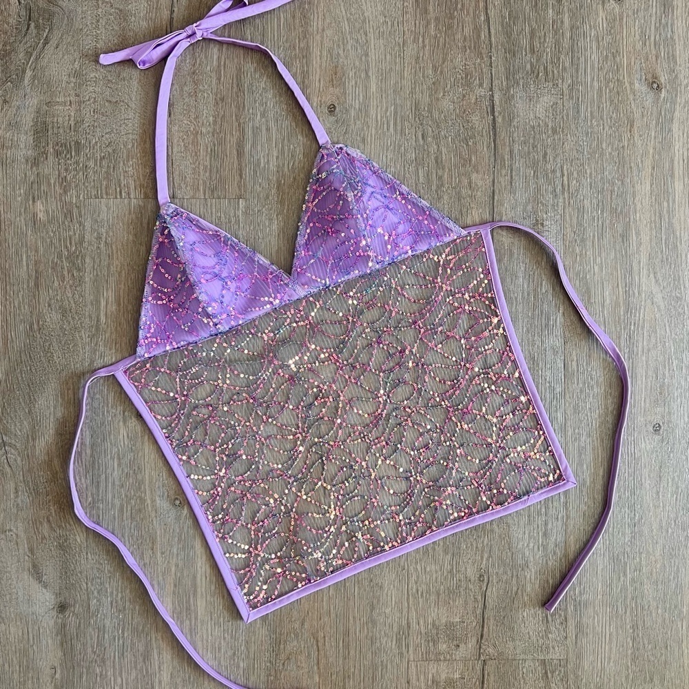 Handmade Y2K Fairycore Mermaid
Embellished Halter Babydoll Vest Top - Purple - Picture 4 of 8